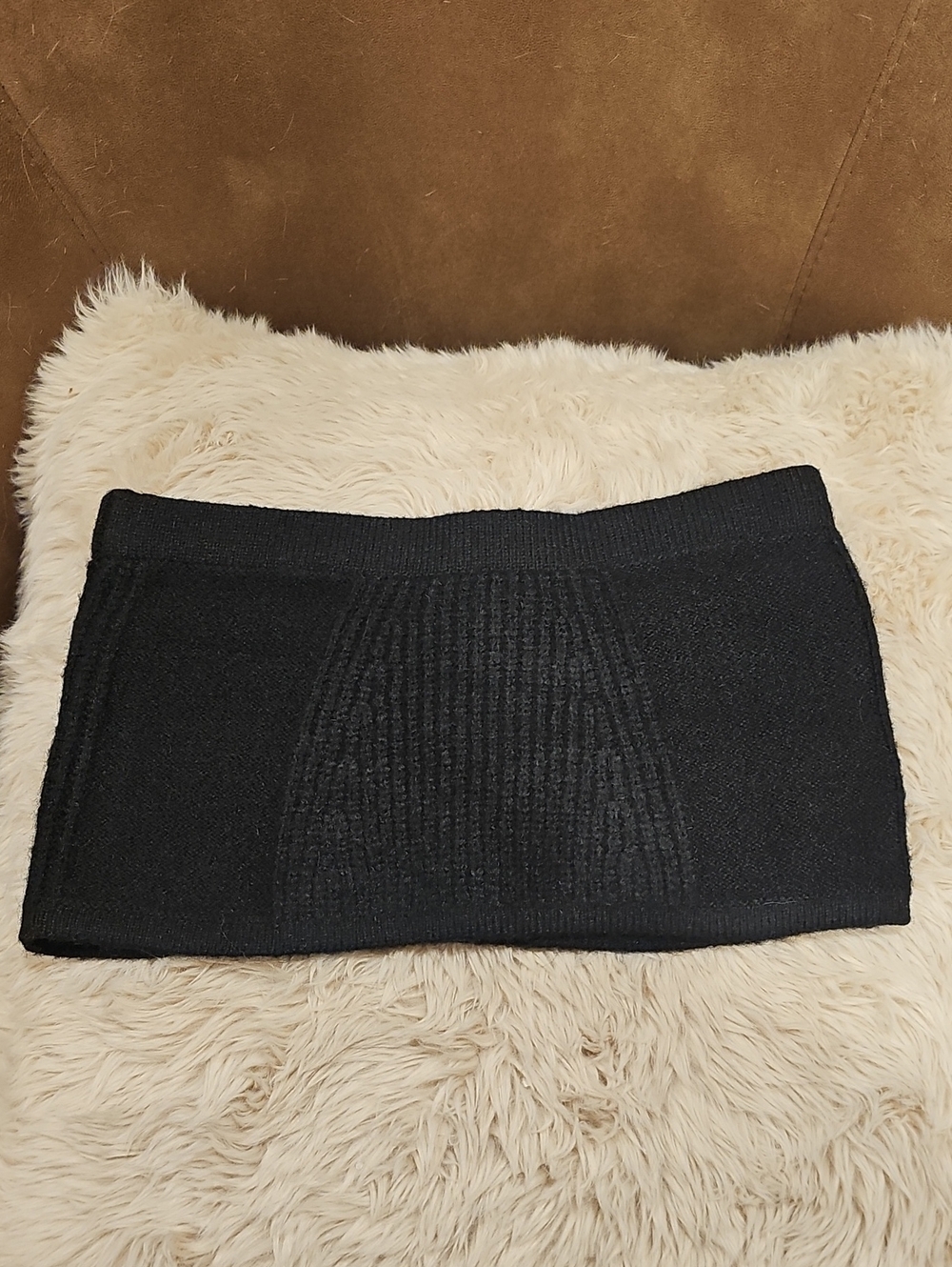 Anthropologie Self Contrast Black Sweater Bandeau Tube Top Sz Xs NWT
